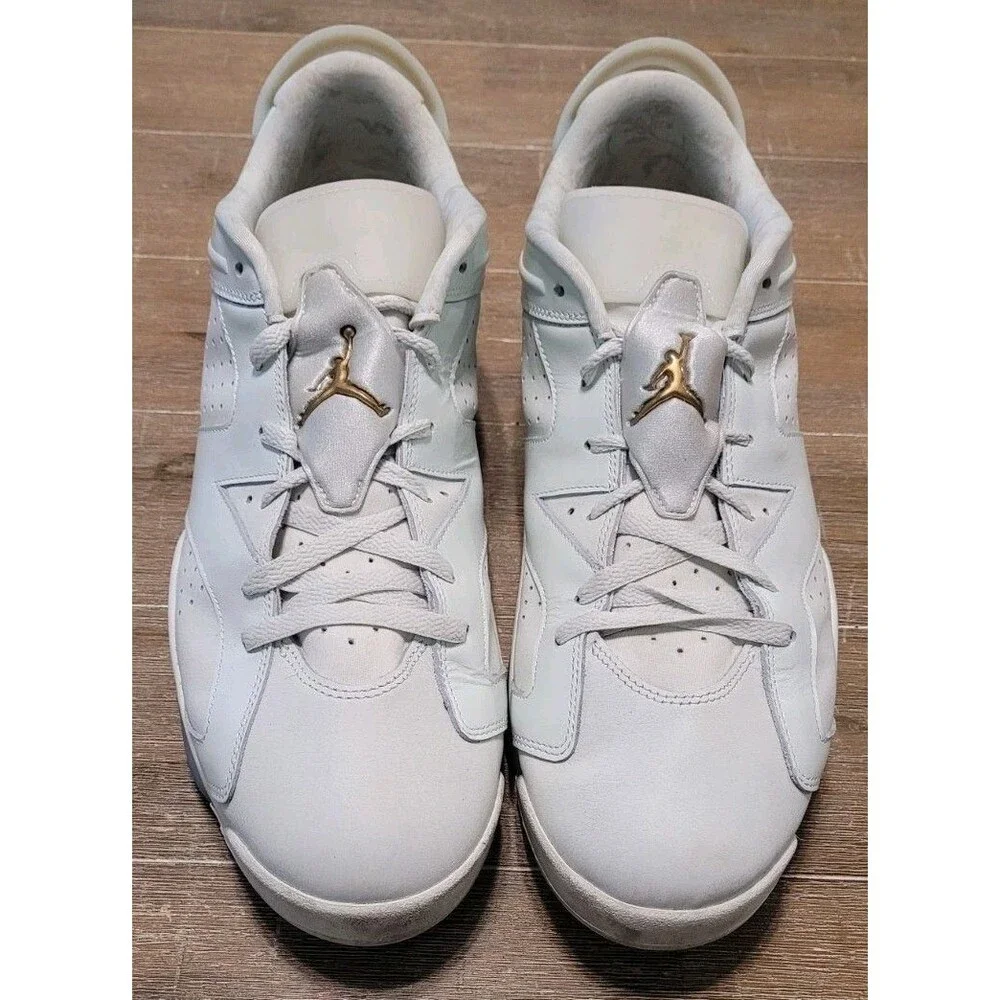 Size 17 - Air Jordan 6 Low Lunar New Year Men's Basketball Shoes White Gold